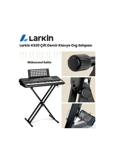 Larkin Ks20 Çift Demirli 7 Kademeli Üst Kalite Klavye Org Sehpası Sabitleme Kayışlı
