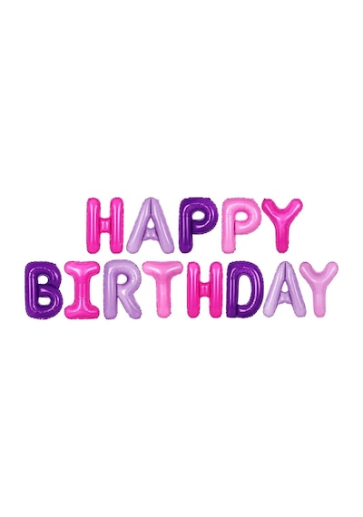 Renkli Happy Birthday Harf Folyo Balon Seti Mor