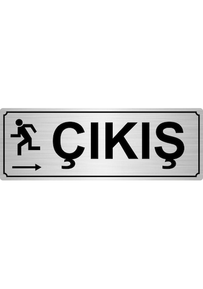 Gümüş Renk Metal Çıkış Sağa Yönlendirme Levhası 7cmx20cm