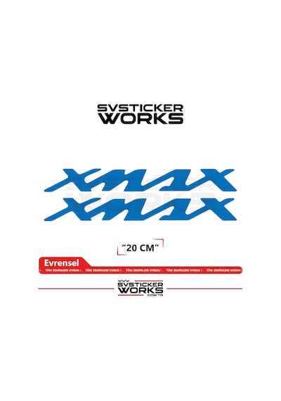 Yamaha Xmax Uyumlu Yazı Sticker Yüksek Kalite Özel Kesim Folyo 2'li Set Mavi