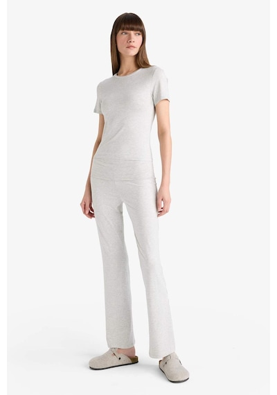 Defacto Bedene Oturan Kısa Kollu Tişört-fall İn Love Loungewear G0006ax25wngr93 Gri