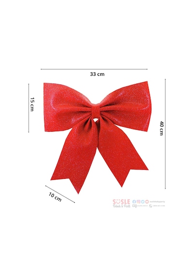 Süsle Simli Eva Fiyonk Kırmızı 40 CM x 33 CM Kırmızı