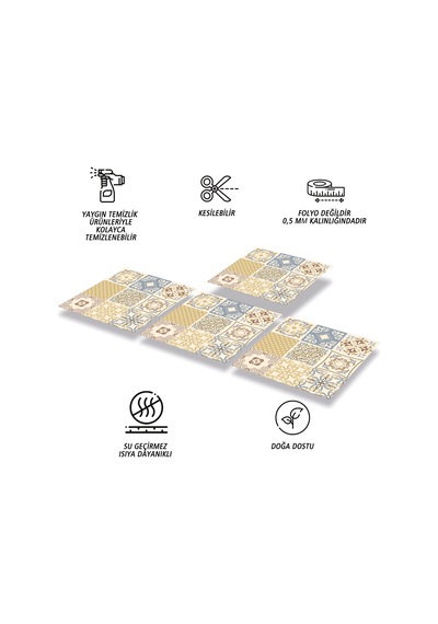 Tink KENDİNDEN YAPIŞKANLI SOFT ÇİÇEK DESENLİ PVC KARO 30X30 CM