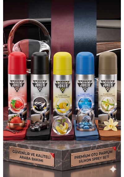 Torpido Deri Plastik İçin Parlatıcılı Silikon Oto Kokusu Parfüm Sprey 5 Adet Karışık Kokulu 200 Ml 001