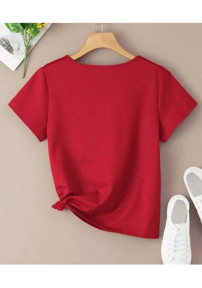 Kozia Outdoors Malkoçbey Baskısız V Yaka Oversize Unisex Basic T-şhirt Kırmızı Kirmizi