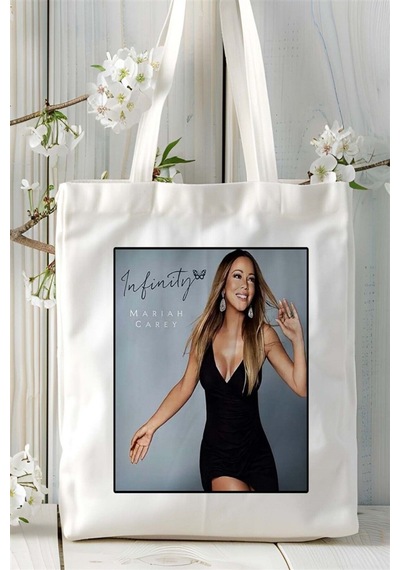 Art Hediye Mariah Carey Baskılı Bez Çanta Omuz Çantası Kişiye Özel Desen 5 Çok Renkli