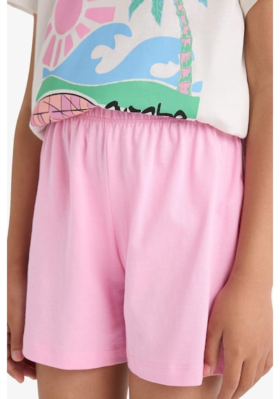 Defacto Kız Çocuk Pijama Takımı Baskılı Kısa Kollu Üst Beli Lastikli Şort E0665a825hser85 Ekru