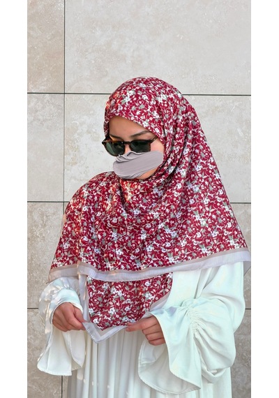 Qalortex Scarf Meyra Desen B.boy Eşarp - Bordo