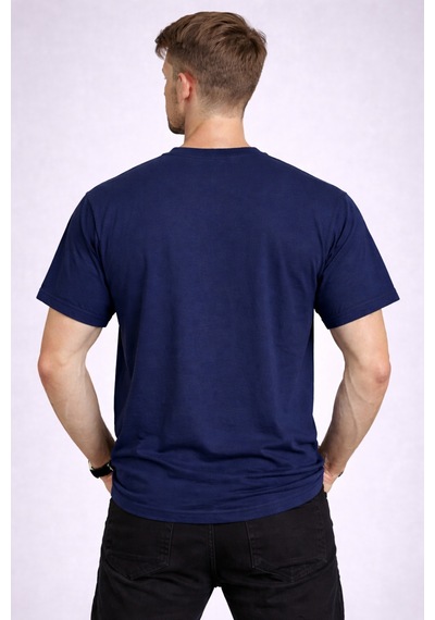 Herkesemoda Nyc Brooklyn Detaylı Basic T-shirt Lacivert
