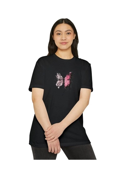 Kadın Bisiklet Yaka Baskılı T-shirt - Siyah
