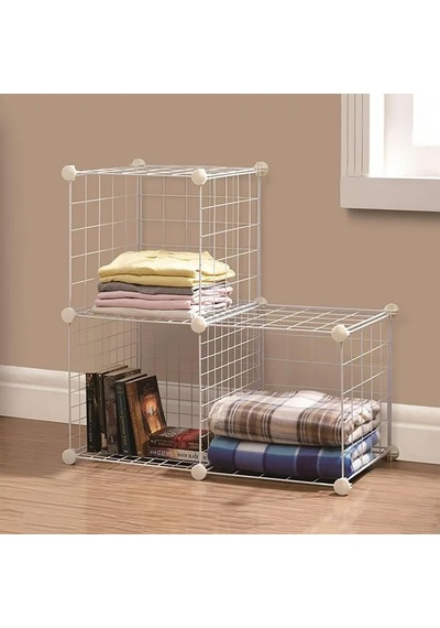 Decorelax Tel Küp Çok Amaçlı Organizer Raf Beyaz 33cm Mutfak, Oyuncak, Kiler, Depolama Rafı Beyaz, 3'lü Diğer