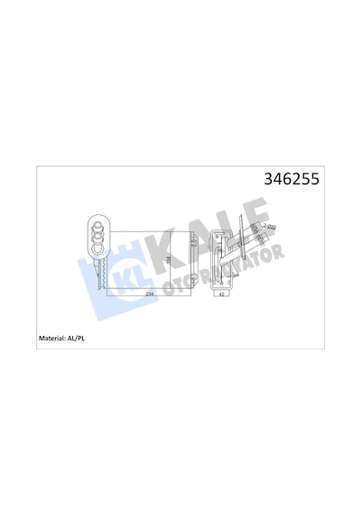Kale 346255 Kalorifer Radyatörü - Audi A3 1998-2003 1.9 Tdi Dizel 1j1819031 - 1j1819031b - 1j1819031a