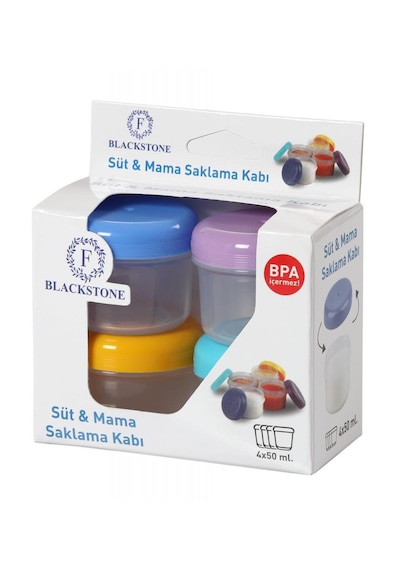 Anne Bebek Süt Ve Mama Ölçekli Sızdırmaz Saklama Kabı 4 Lü Set-50 Ml Şeffaf