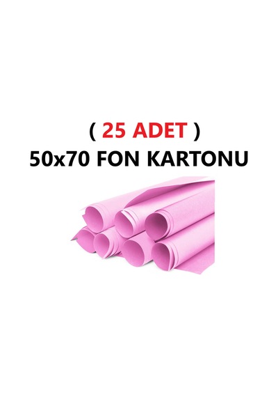 25 Adet 50x70 Cm Pembe Renkli Fon Kartonu Rulo Canlı Renk Büyük Boy Anaokulu Kreş Okul