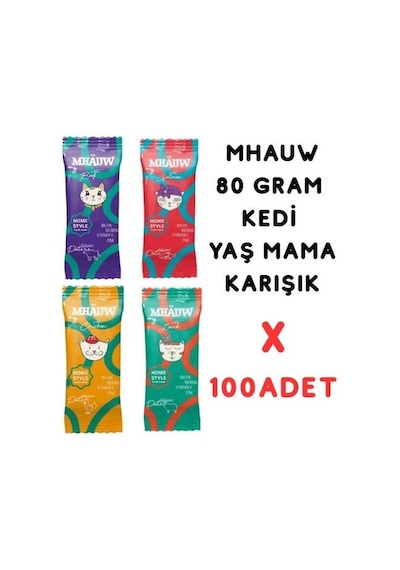 Mhauw Pouch Karışık Kedi Yaş Maması X 100 Adet