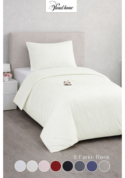 Tek Kişilik %100 Pamuk Saten Nevresim Seti Premium Seri 8 Renk Seçeneği 160x220 Ekru