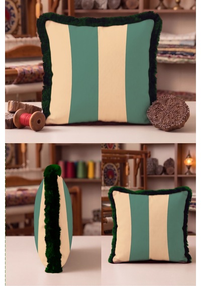 Modern Çizgili Kadife Saçaklı Yastık Kılıfı - Blok Tasarımlı Retro Bej Siyah Püsküllü Kırlent Kılıfı Kayıp Atlas Lime Modern Çizgili Kadife Saçaklı Yastık Kılıfı - Blok Tasarımlı Retro Bej Siyah Püsküllü Kırlent Kılıfı Kayıp Atlas Lime