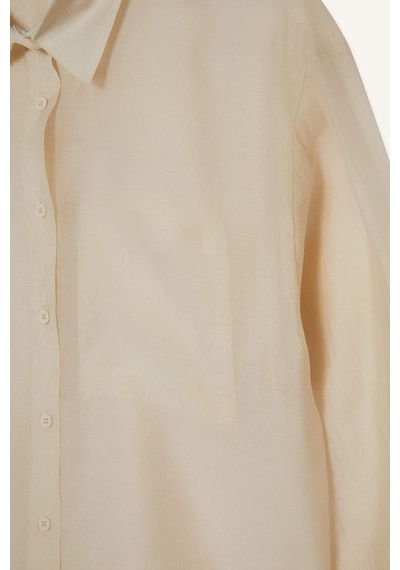 DeFacto Oversize Geniş Kalıp Basic Düz Modal Uzun Kollu Gömlek E3866AX25SPBG354