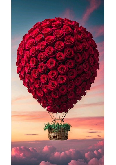 Aşkla Uçan Balon V2 Ev Duvar Salon Güzellik Salonu Ofis Dükkan Dekarasyon Kanvas Tablo