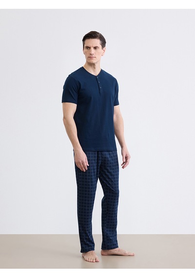 Lc Waikiki Lc Waıkıkı Lacivert Standart Kalıp Ekose Erkek Pijama Alt
