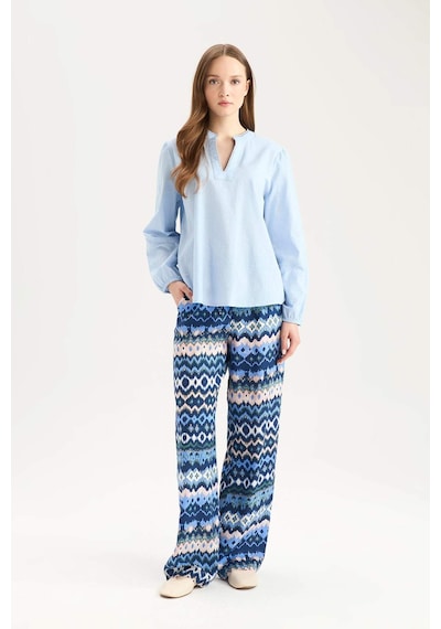 DeFacto Regular Fit Cep Detaylı Desenli Düz Paça Pantolon E7696AX25SPIN59