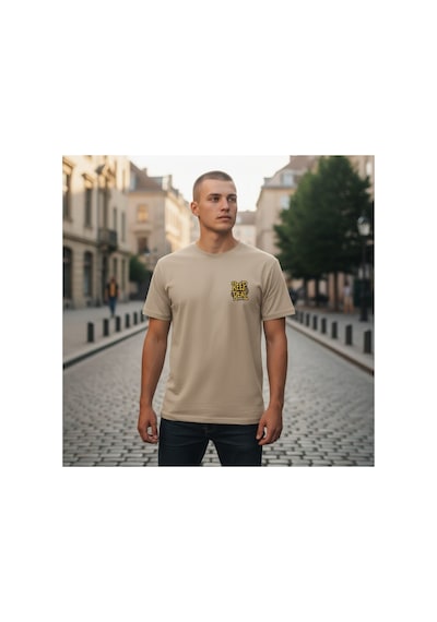 Urbantrendstore Unisex Keep Real Basic Sade Comfort Oversize Fit Rahat Geniş Salaş T-shirt Günlük Tişört Bej