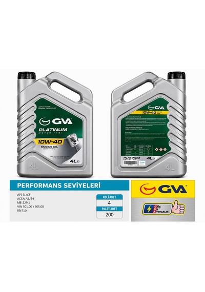 Gva 9921322 Motor Yağı 10w40 4 Lt Platınum Yarı Sentetik Apı Sl/cf
