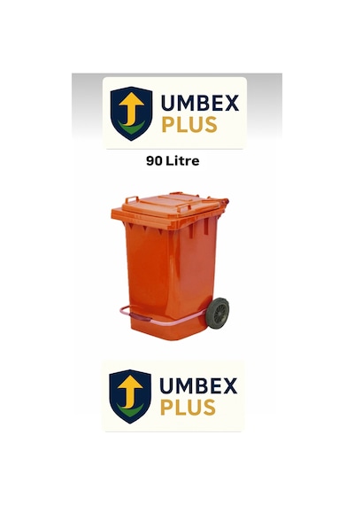 Umbex Tıbbi Atık Plastik Pedallı Çöp Konteyneri 90 Litre Plastik Konteyner - A Isıya Karşı Dayanıklı Turuncu