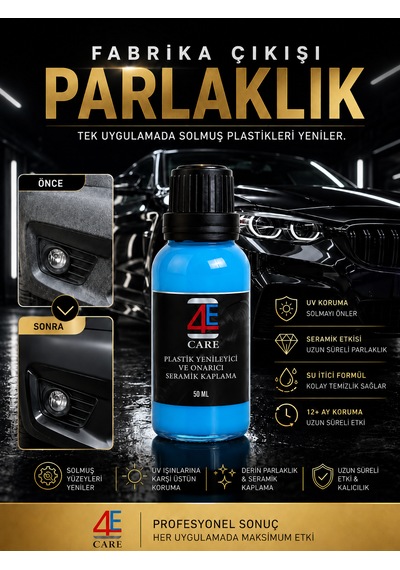 4e Plastik Yenileyici Ve Onarıcı Seramik Kaplama Uv Koruyuculu 50 Ml Cam Şişe