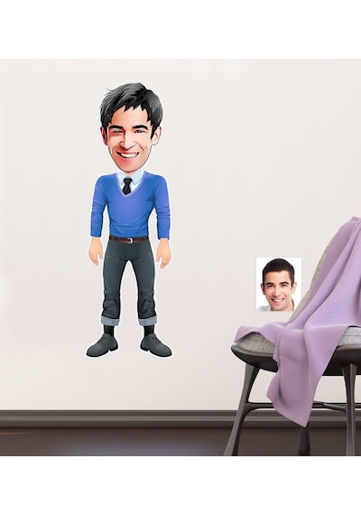 Kişiye Özel Erkek Karikatürlü Duvar Sticker 50X70CM 15