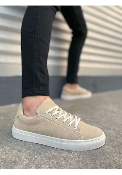 Jy122 Mode Bağcıklı Süet Erkek Günlük Sneaker Ayakkabı Sbt - Bej Bej
