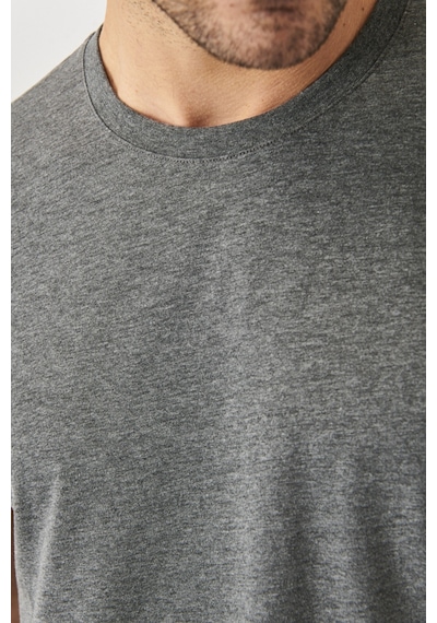 Ac&Co / Altınyıldız Classics 4A4800000001AtrXS Slim Fit Bisiklet Yaka Kısa Kol Pamuklu Erkek Tişört Antrasit