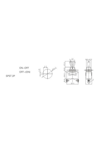 Ic-152-2 Toggle Switch 2P On-Off 12Mm