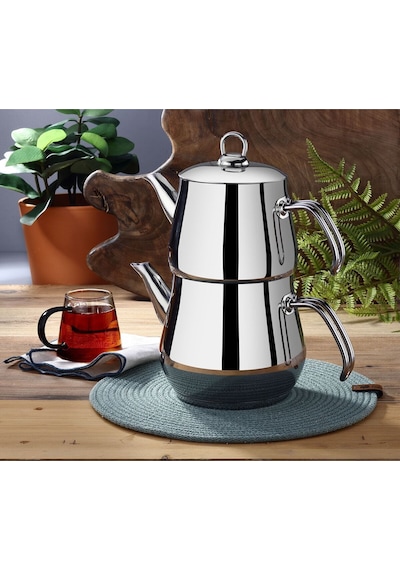 Yunusoğlu Home Aletta Büyük Boy Çelik Çaydanlık Metal Kulp Aile Boy Inox