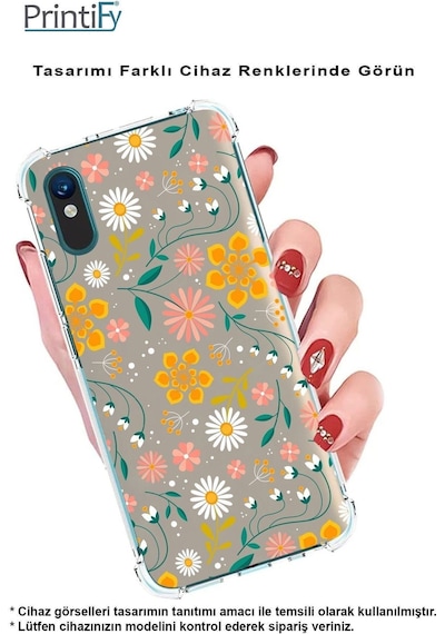 Samsung Galaxy M35 İle Uyumlu Çiçek Baskılı Şeffaf Köşe Korumalı Antişok Kılıf