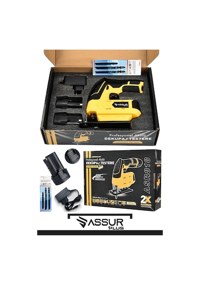 Assur Plus Extra Pro 12 Volt Li-ion Şarjlı Dekupaj Testere Sarı-1202