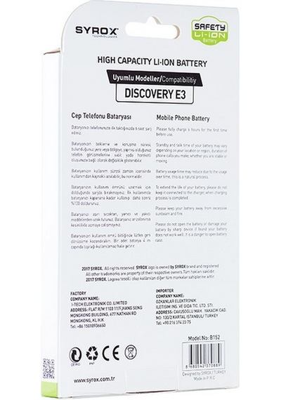 Syrox General Mobile Discovery 1 E3 Batarya B152