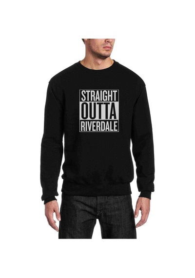 Riverdale Straight Outta Baskılı Siyah Erkek Örme Sweat