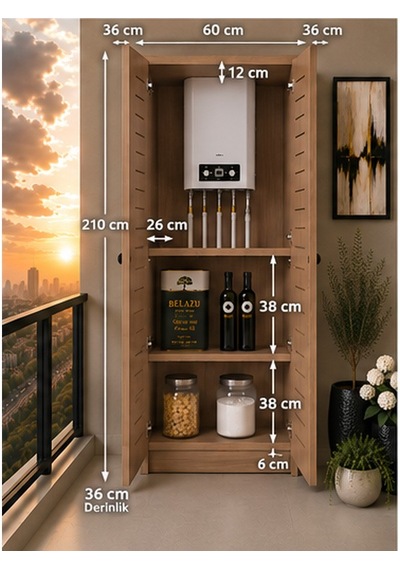 Flower Kombi Dolabı Krem 60 Lık Ceviz