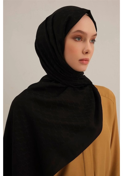 Armine Link Desen Bambu Cotton Şal 2 Siyah