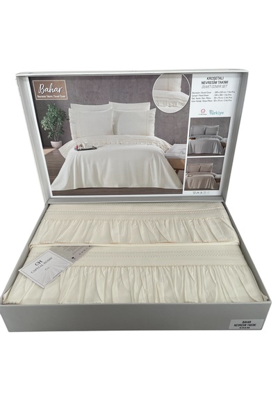 Capital Home Kroşetalı 6'lı Nevresim Takımı Çift Kişilik Krem