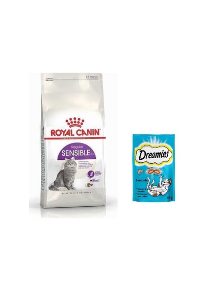 Royal Canin Sensible 33 Yetişkin Kedi Maması 2 KG + Dreamies Somonlu Kedi Ödül Maması 60 G