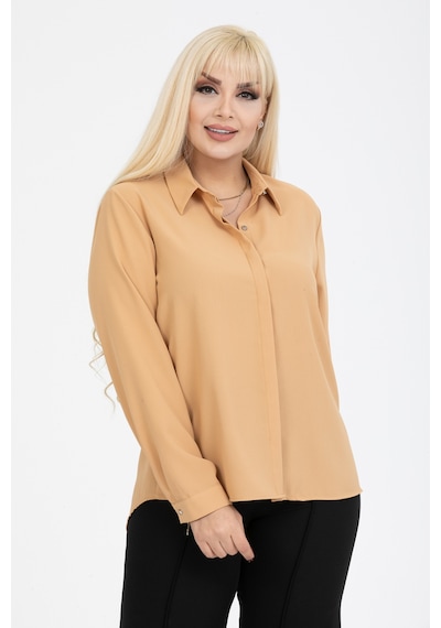 Pera Moda Jessica Büyük Beden Gömlek Taba