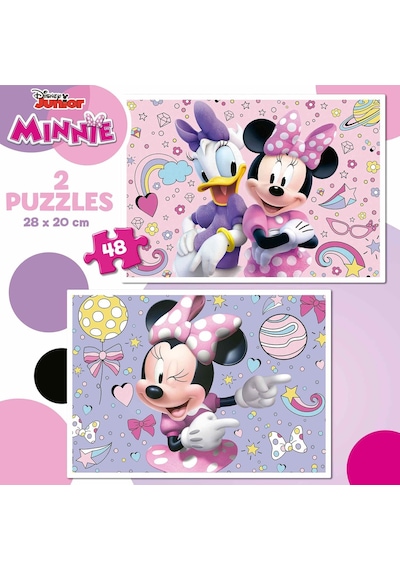 Educa 4-6 Yaş 2x48 Parça Disney Minnie Mouse Puzzle - Kız Çocuk Karton Eğitici Puzzle 1 Adet