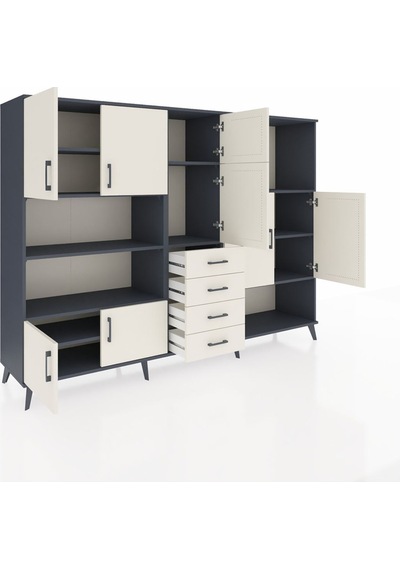 Hyperion Dolap 10 Raflı 4 Çekmeceli 8 Kapaklı 220x44x163 Antrasit Antrasit-aytaşı Hyperion Dolap 10 Raflı 4 Çekmeceli 8 Kapaklı 220x44x163 Antrasit Antrasit-aytaşı
