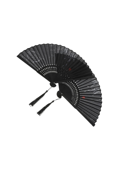 Beluga Yelpaze Bambu Serinletici Vintage Siyah Şık Püsküllü Japon Yelpaze 0150 2 Adet