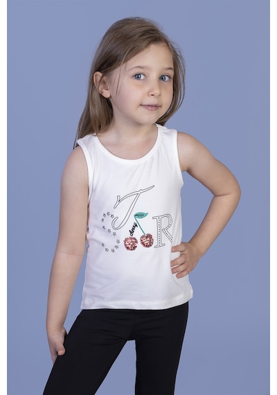Toontoy Kids Kız Çocuk Kiraz Nakışlı Atlet Ekru