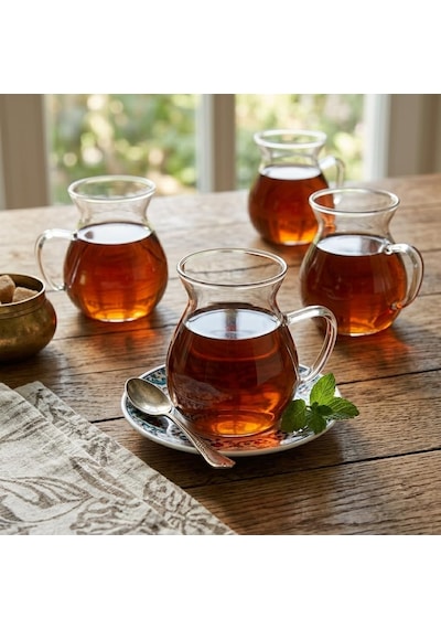 6'li Kulplu Cam Çay Bardağı Seti - Şeffaf Ve Modern Tasarımlı Isıya Dayanıklı Çay Takımı 180ml Diğer