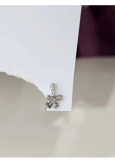 Sallantılı Fiyonk Kurdela Model Kıkırdak Piercing Tragus Helix Gümüş Renk Küpe Gümüş
