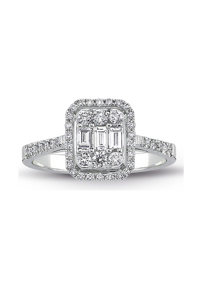 0.60 Ct Modern Baget Tasarım Kare Tektaş Yüzük 18 K